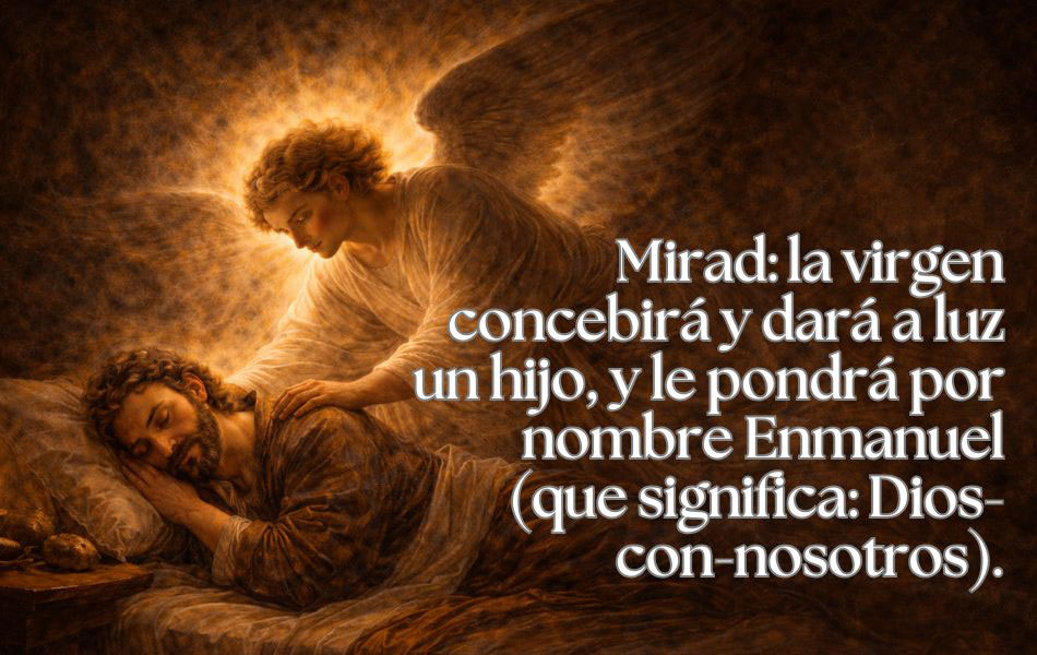 Mirad: la virgen concebirá y dará a luz un hijo, y le pondrá por nombre Enmanuel (que significa: Dios-con-nosotros).