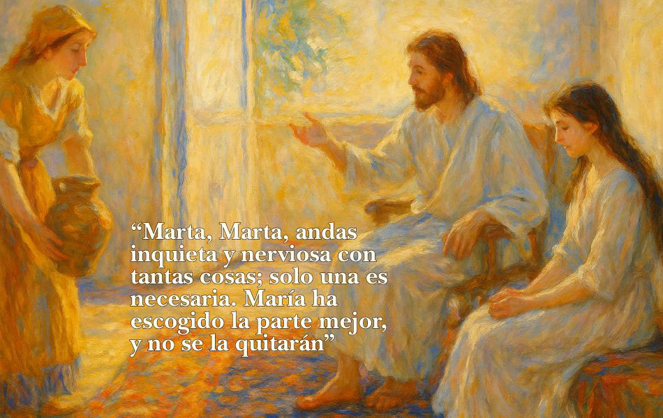 “Señor, ¿no te importa que mi hermana me haya dejado sola con el servicio? Dile que me eche una mano”